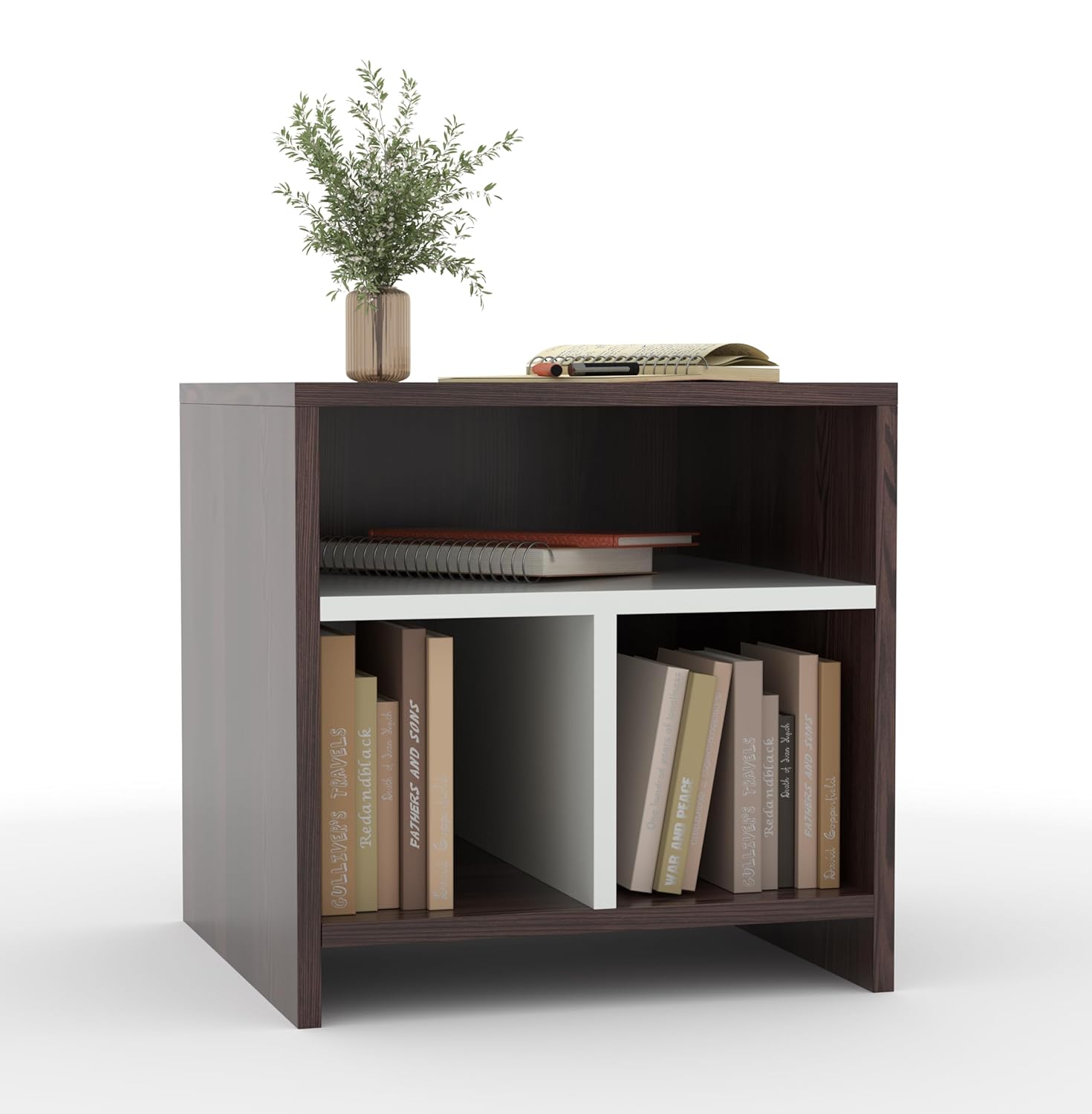 40x45x40CM Engineered Wood Urban Bedside Table with 3 Open Shelves for Storage