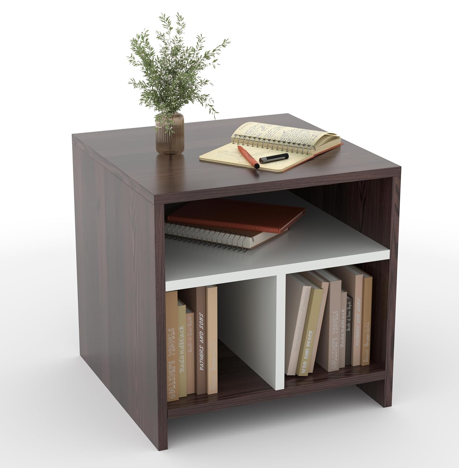 40x45x40CM Engineered Wood Urban Bedside Table with 3 Open Shelves for Storage