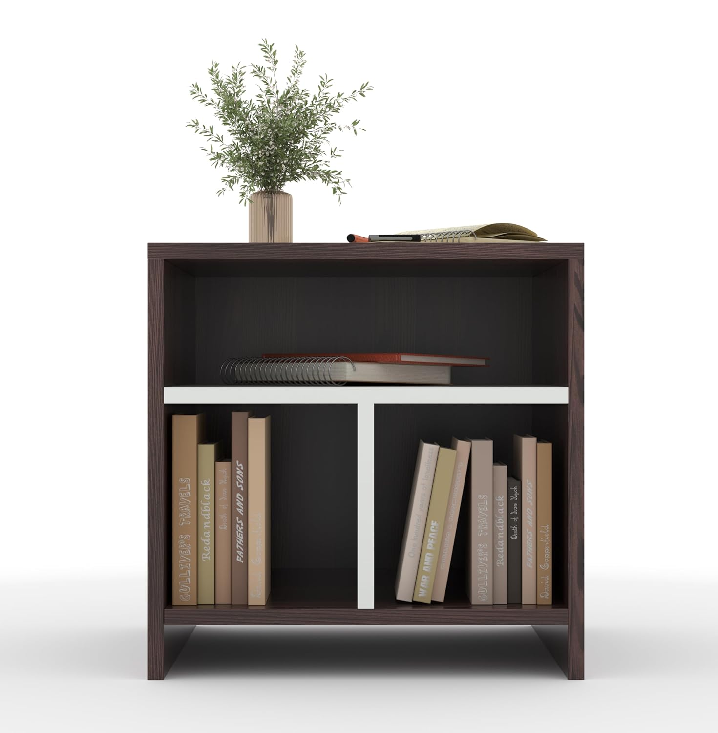 40x45x40CM Engineered Wood Urban Bedside Table with 3 Open Shelves for Storage