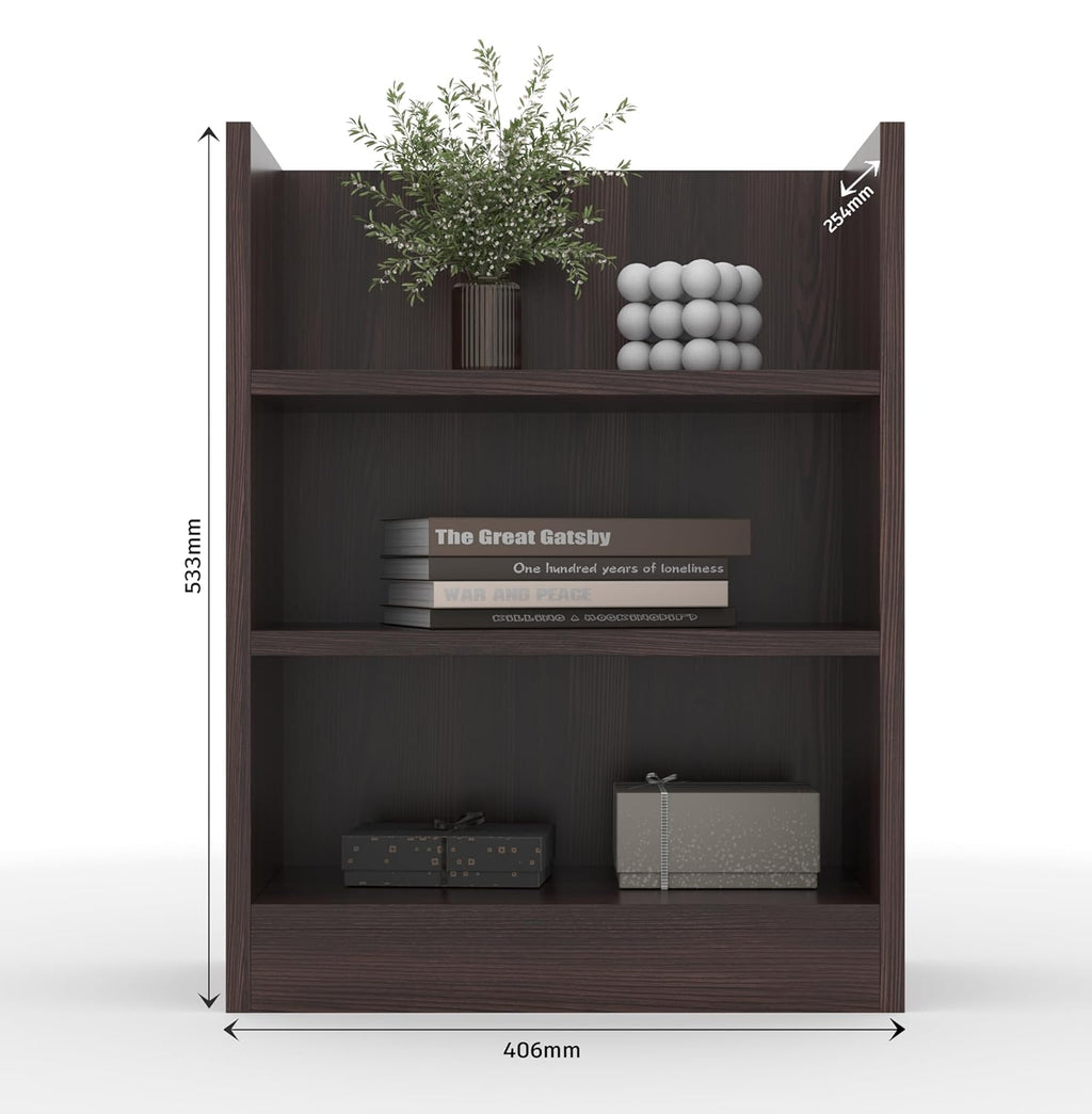 40x53x25CM Engineered Wood Square Verno Bed Side Table with 3 Open Shelves for Books