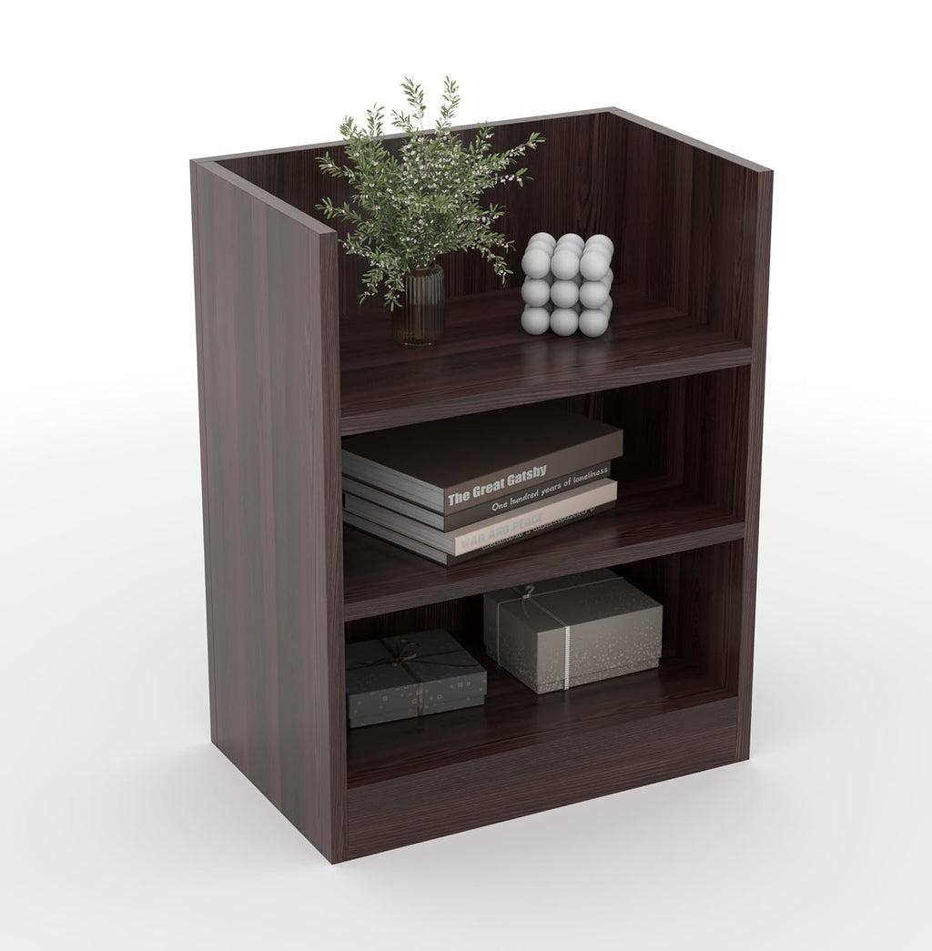 40x53x25CM Engineered Wood Square Verno Bed Side Table with 3 Open Shelves for Books