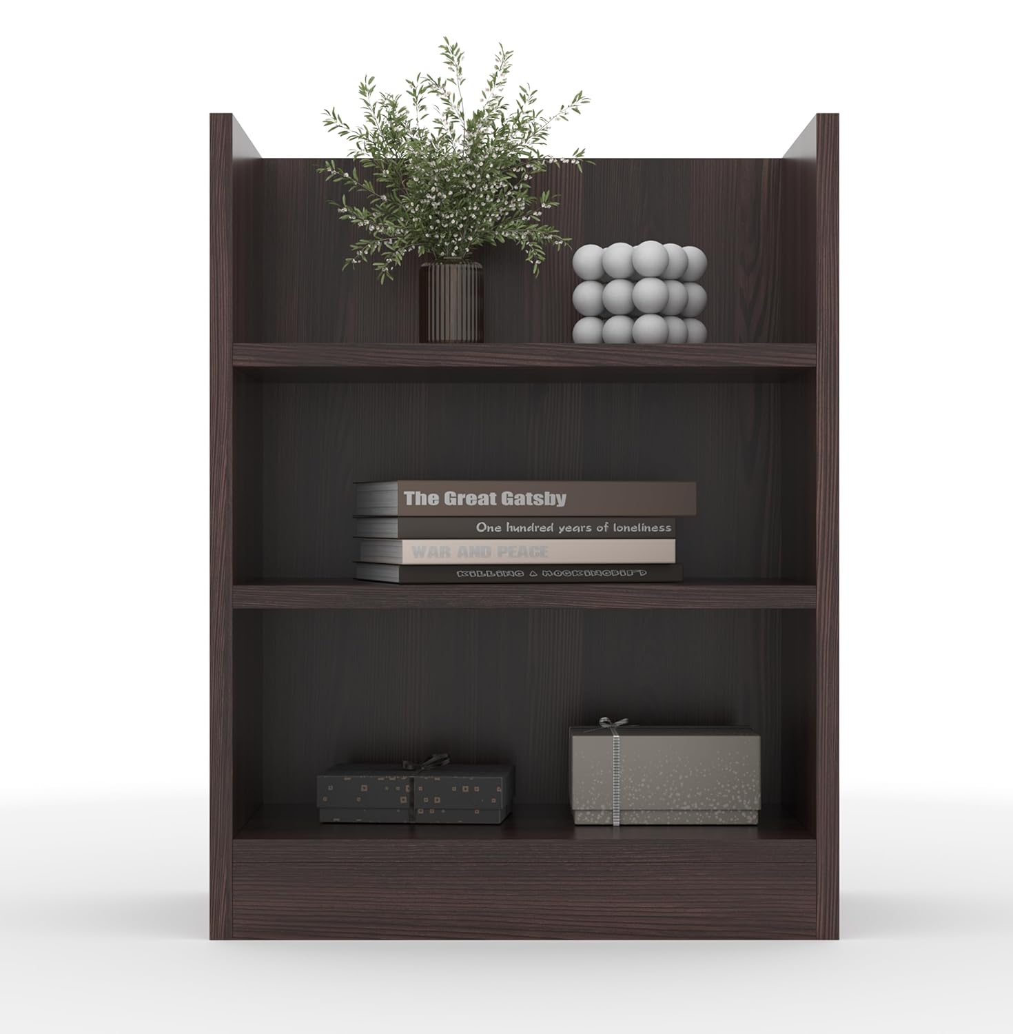 40x53x25CM Engineered Wood Square Verno Bed Side Table with 3 Open Shelves for Books