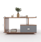 45*80*42 CM Engineered Wood Drave Coffee Table with 1 Drawer & Open Shelf