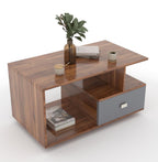 45*80*42 CM Engineered Wood Drave Coffee Table with 1 Drawer & Open Shelf