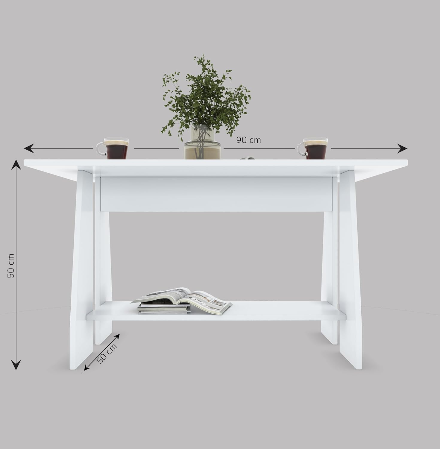 50x90x50 CM Engineered Wood Slant Leg Design Sovo Coffee Centre Table
