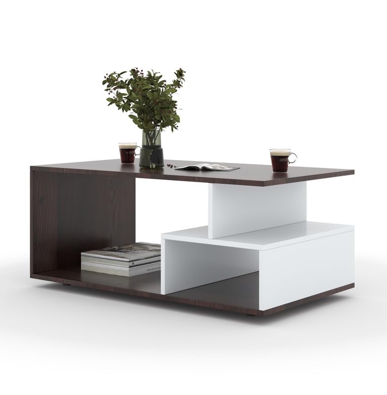 Engineered Wood Zentro Coffee Table 90x50x36 CM | Modern Zigzag