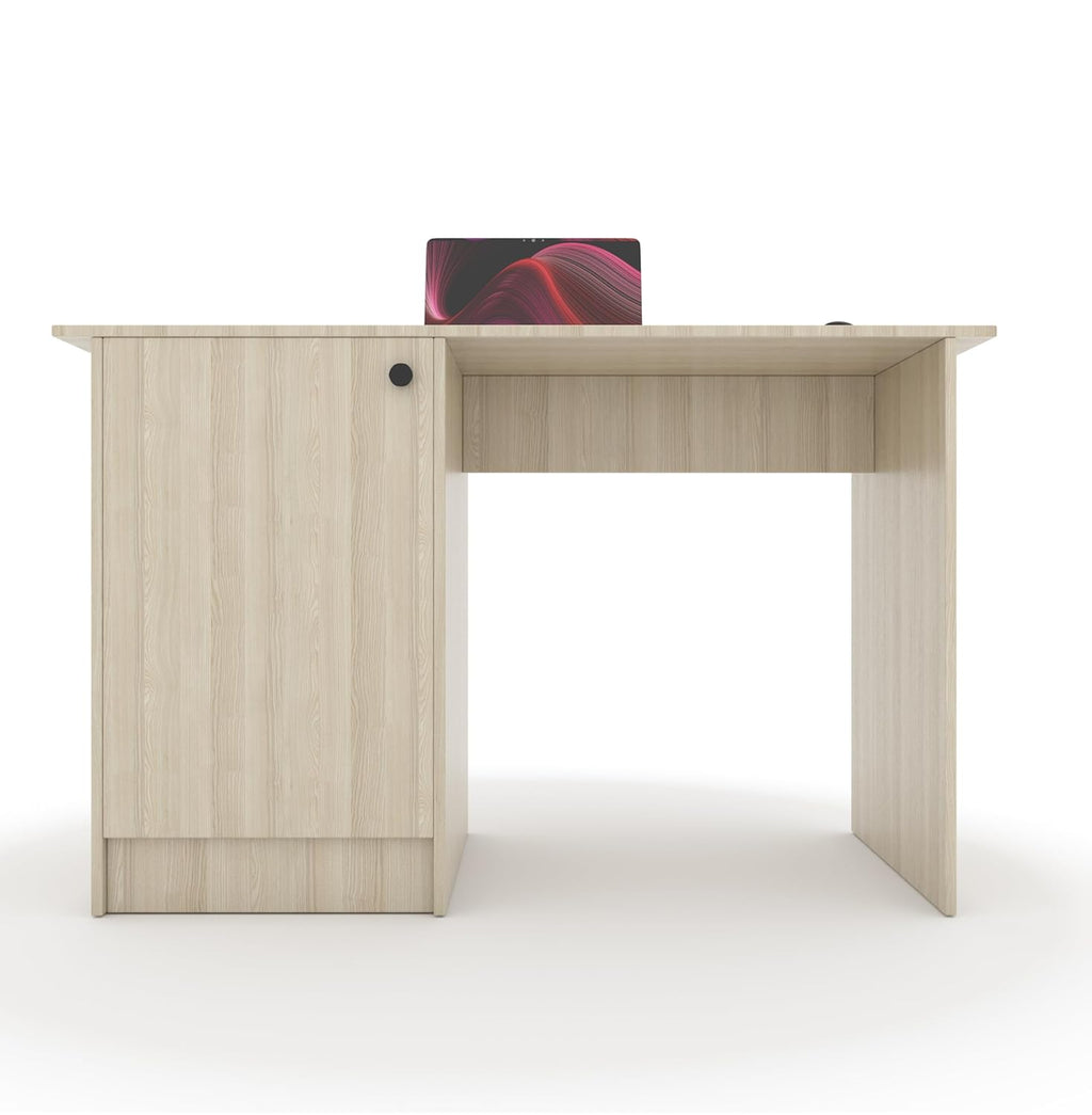 55*120*75 CM Engineered Wood Office Desk with Closed Cabinet & Storage Shelves