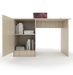 55*120*75 CM Engineered Wood Office Desk with Closed Cabinet & Storage Shelves