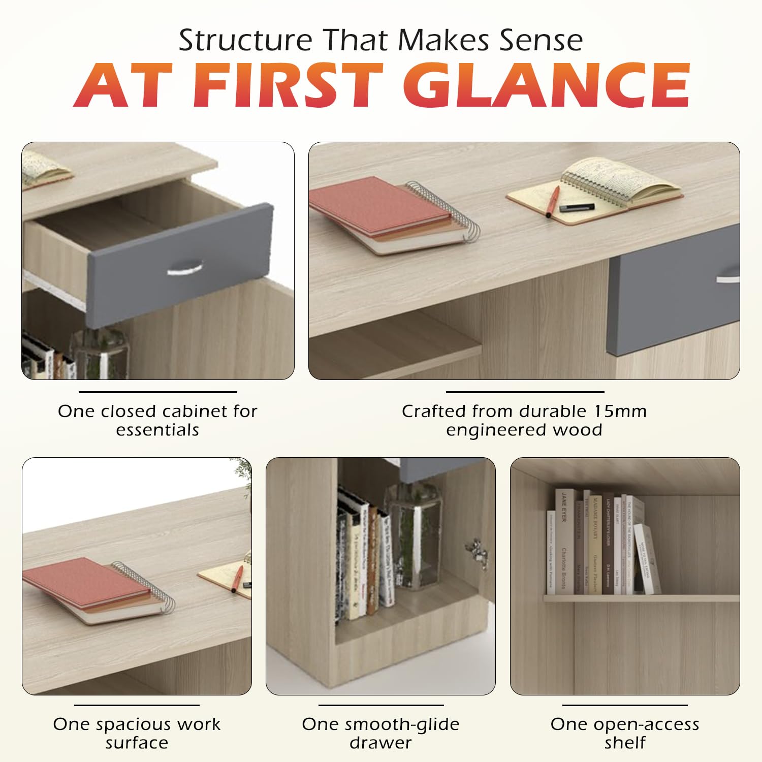 120x60x75cm Engineered Wood Study & Office Table