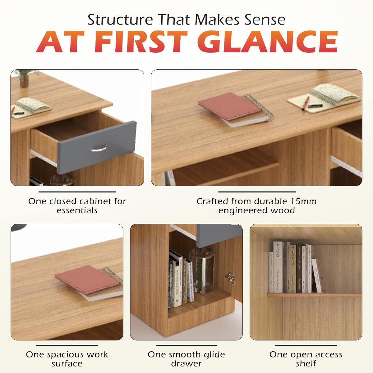 Engineered Wood Study & Office Table 120x60x75cm | Matte Finish